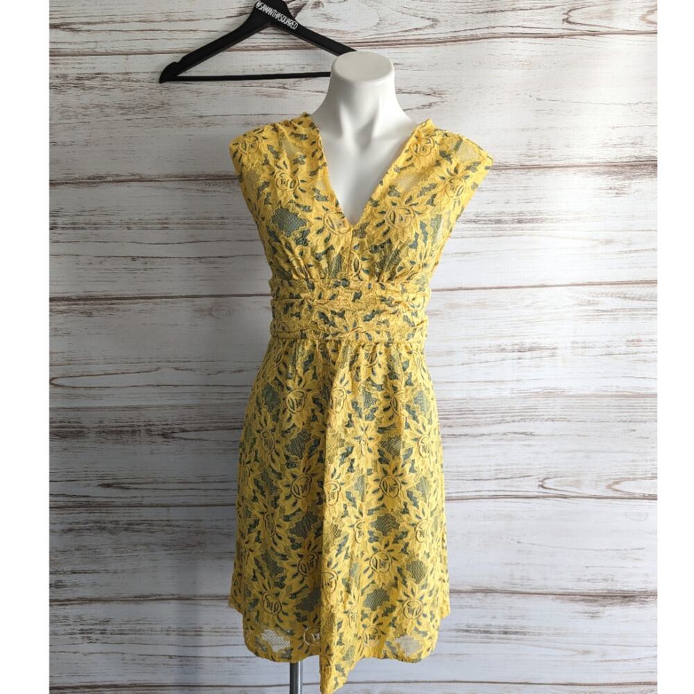 Plenty by Tracy Reese Yellow and Blue Lace Party Dress sz 4